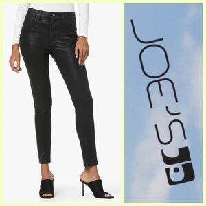 Joe’s Black Coated High Rise Skinny Ankle Jeans